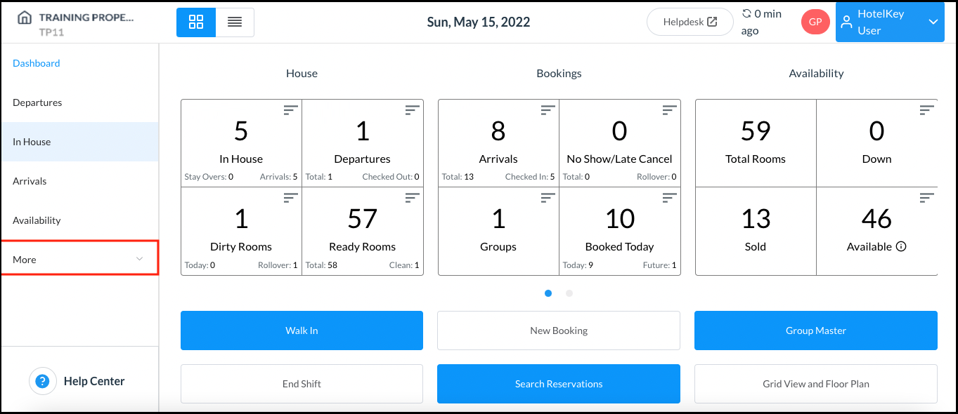 Dashboard - Sidebar Menu More Link