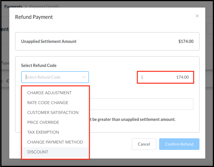 Refund Payment Popup - Enter Refund Details