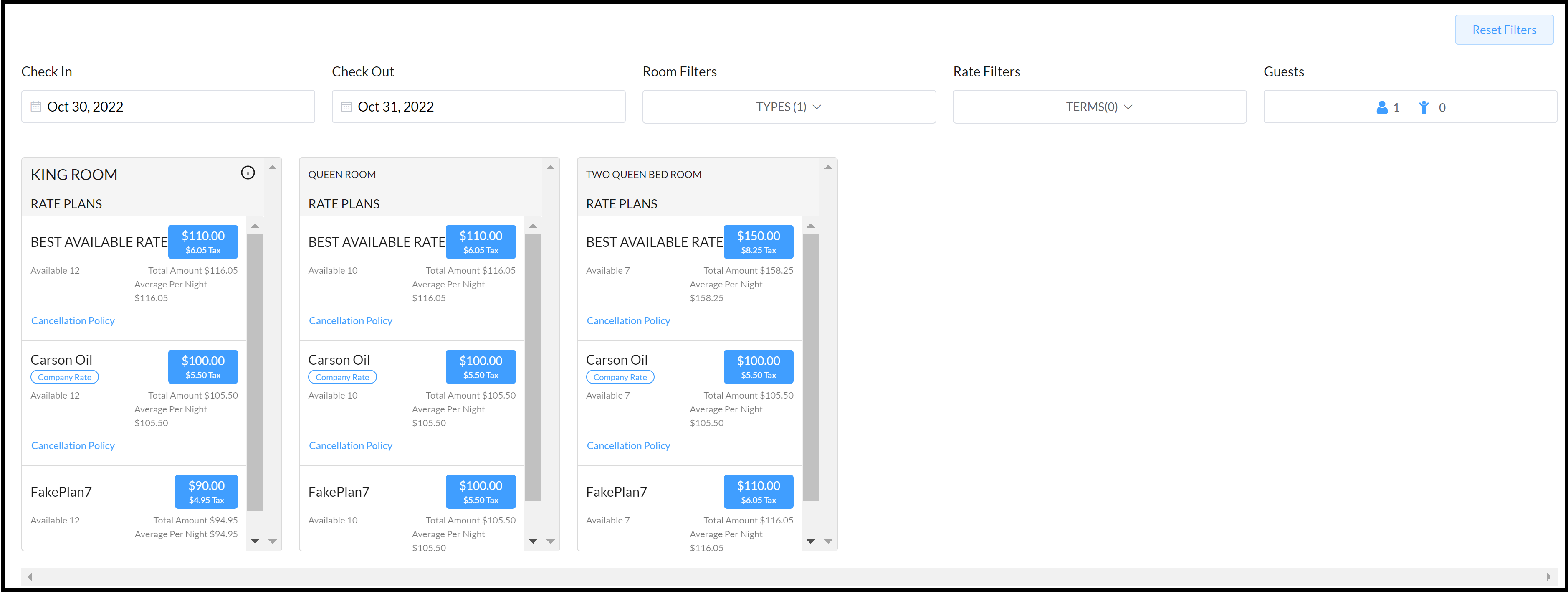 Enter Dates, Select Rate Plan