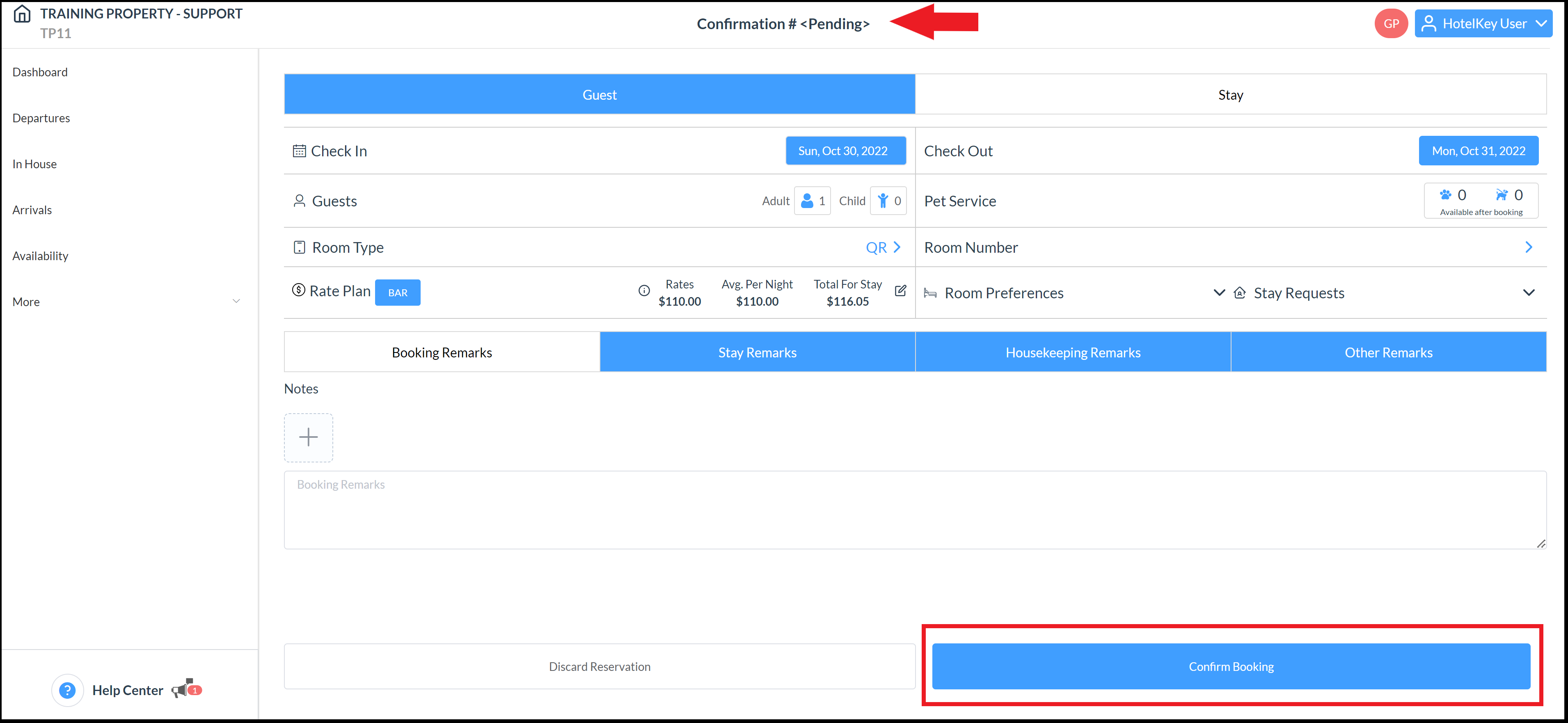 Reservation Details - Final Confirmation