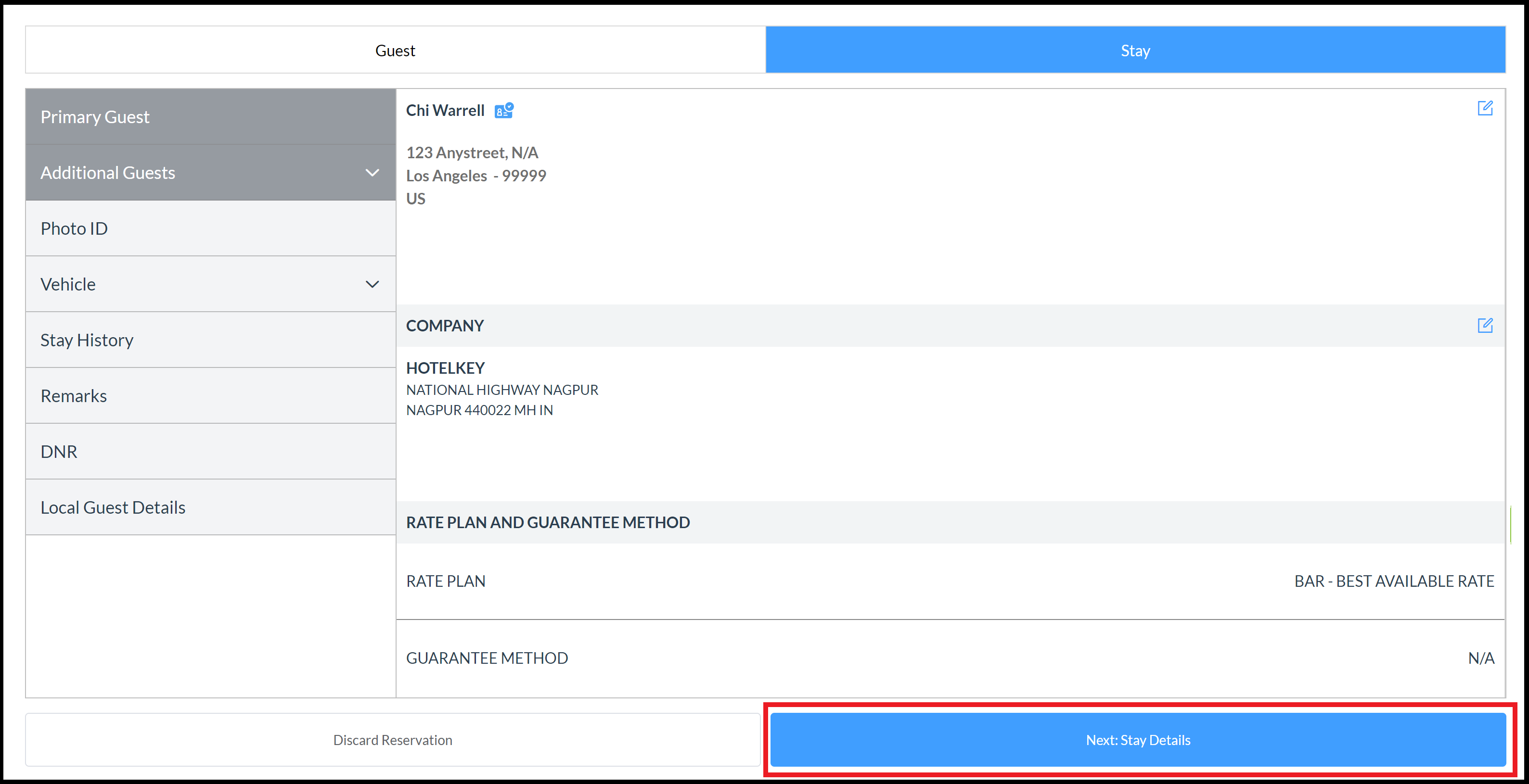 Stay Guest Details