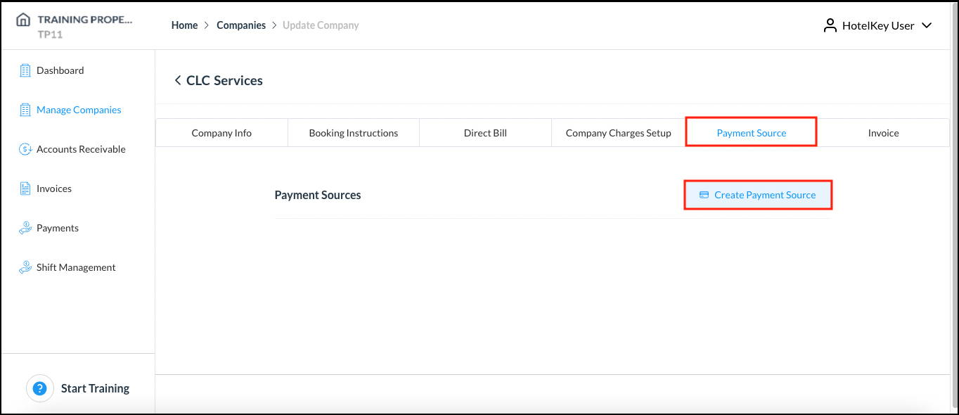 Update Company Page - Payment Source Tab