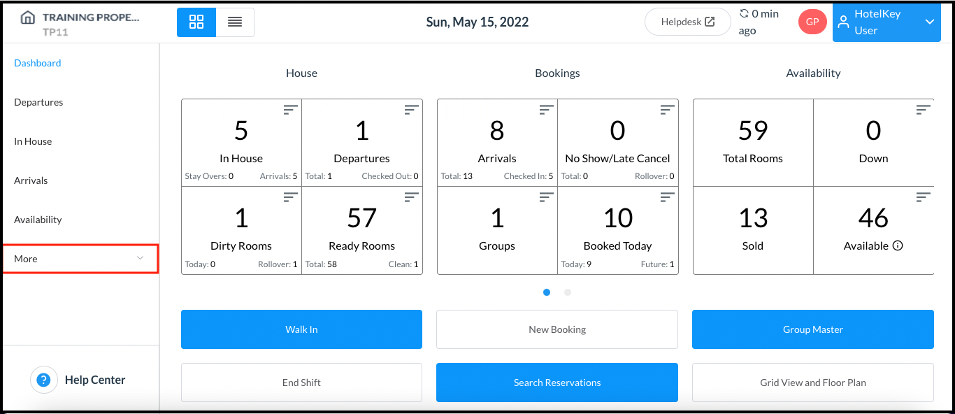 Dashboard - Sidebar Menu More Link