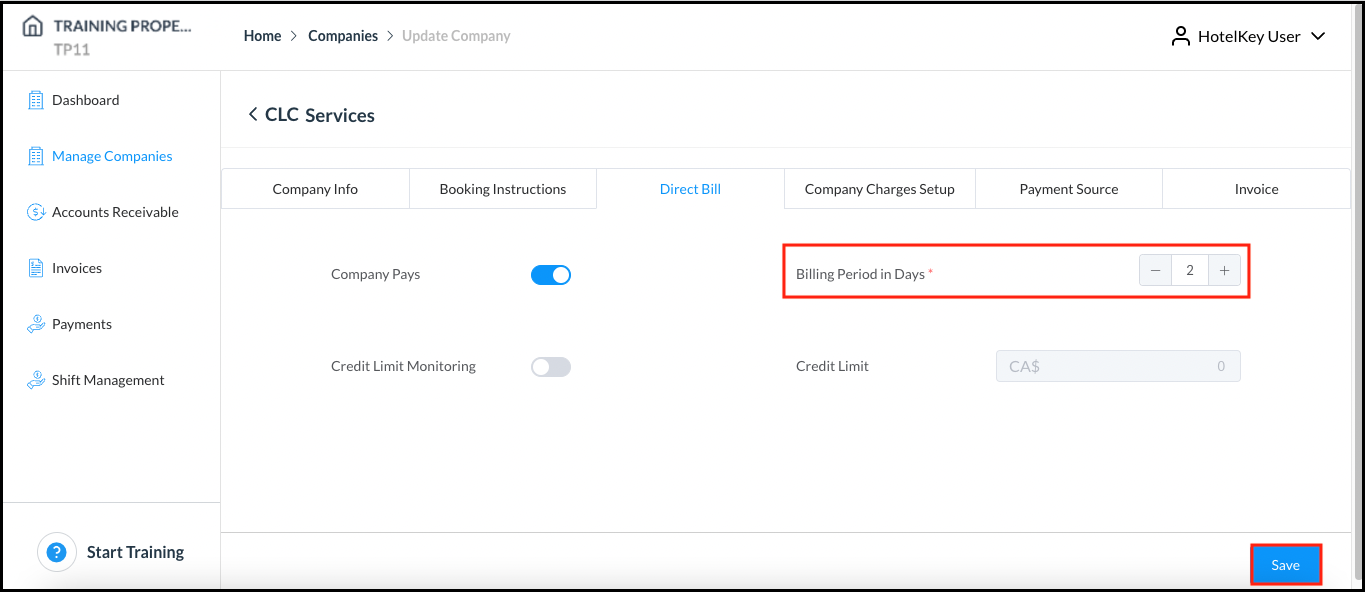 Direct Bill Tab - Confirm Changes