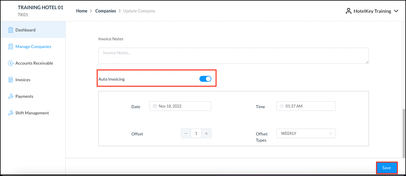 Invoice Panel - Auto-Invoicing Option Toggle