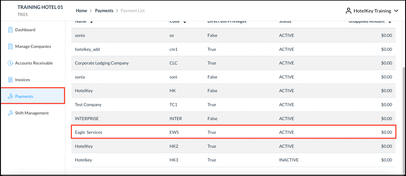 Local Company Details - Payments Panel