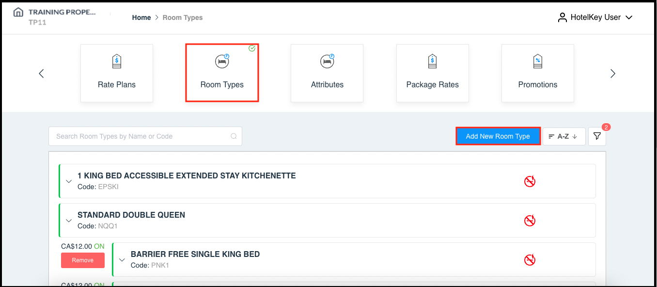 Room Types Panel - Add New Room Type Link