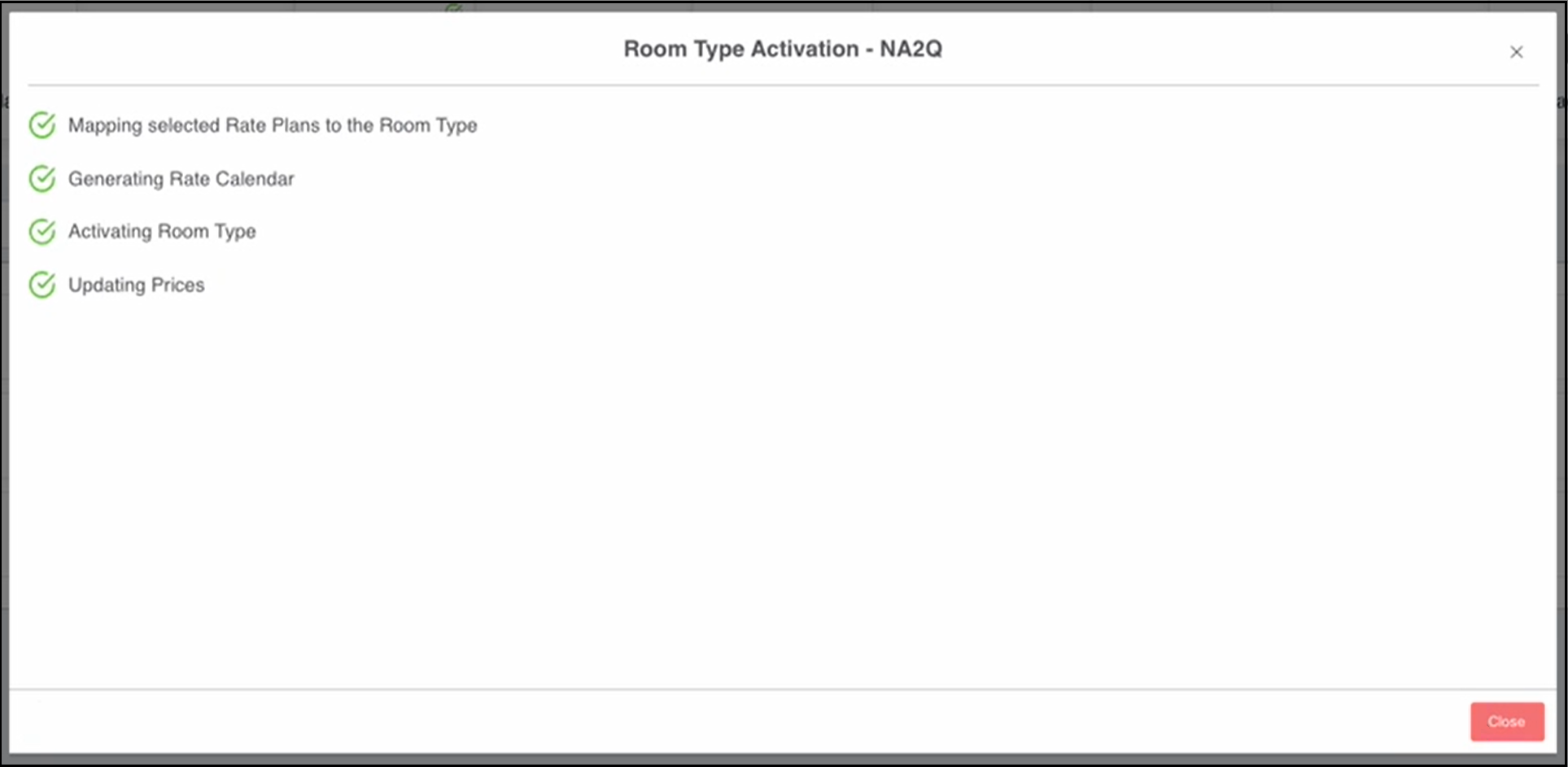 Room Type Creation Confirmation Messages