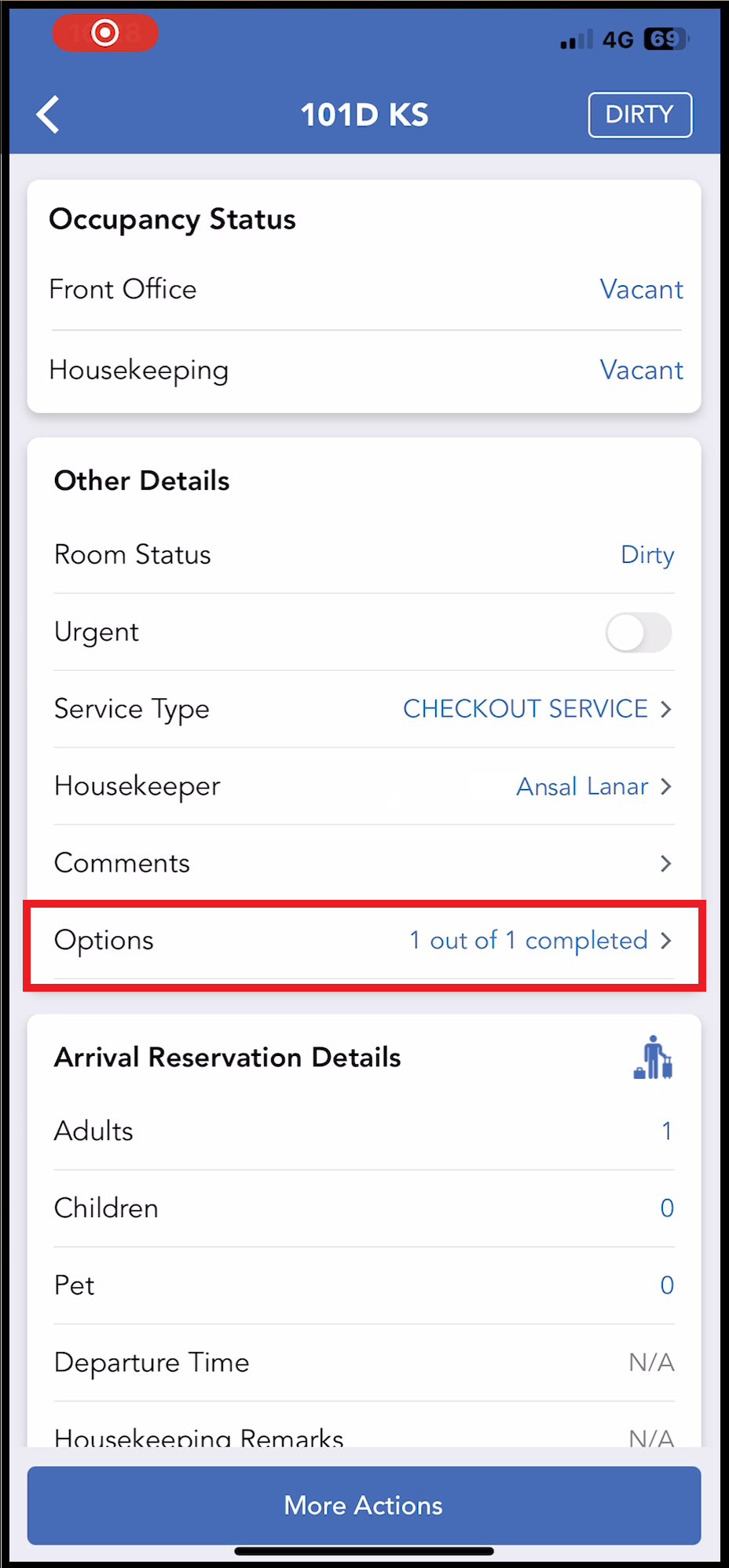 Room Detail Page - Options Updated