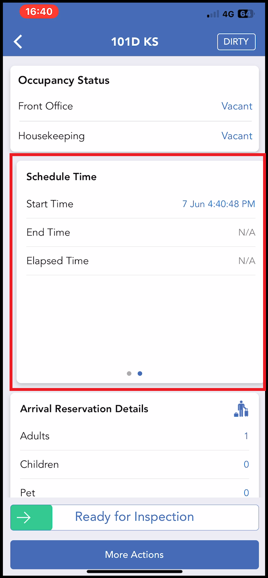 Schedule Time Panel With Start Time