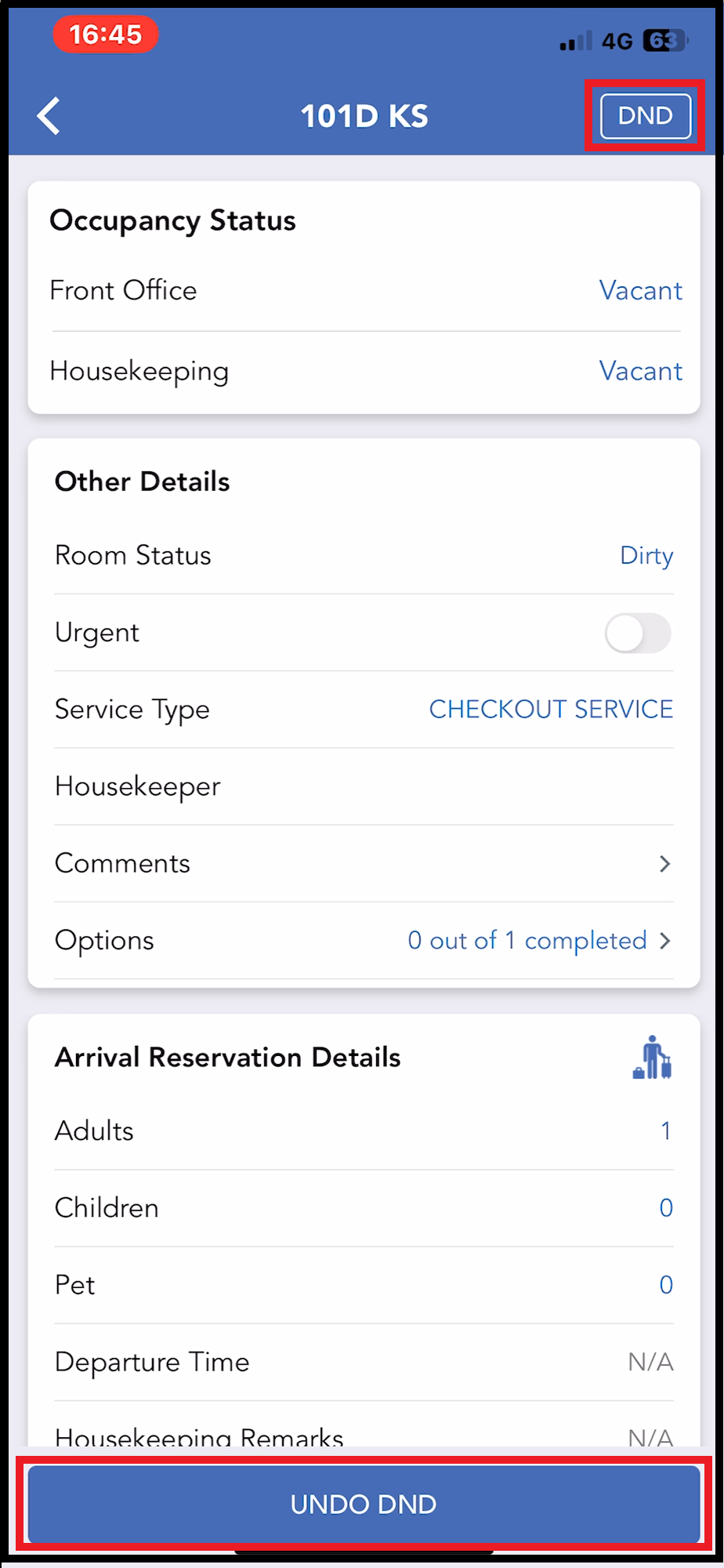 Room Detail Page Updated With DND Status