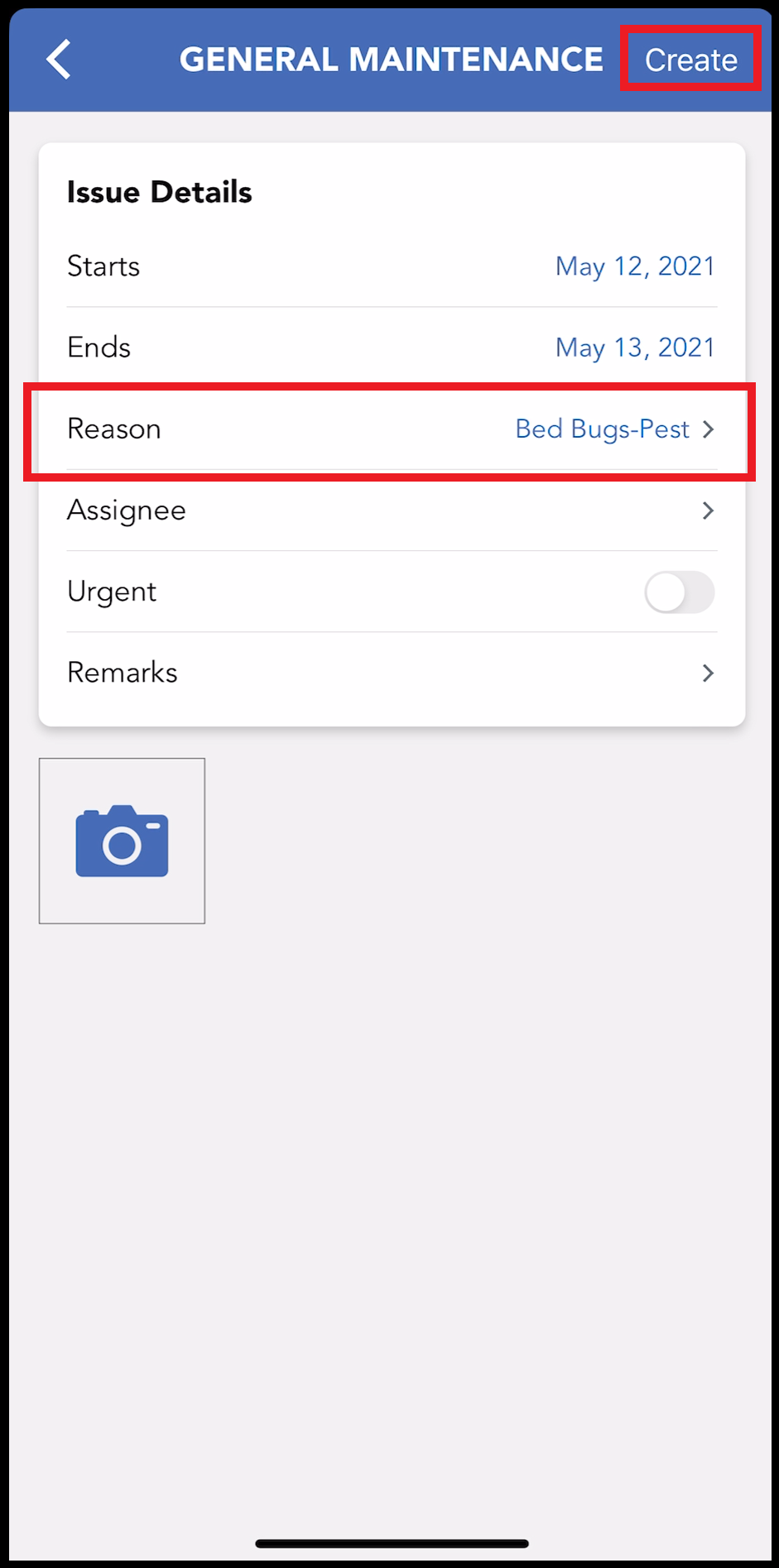 Issue Details Panel - Reason For Request