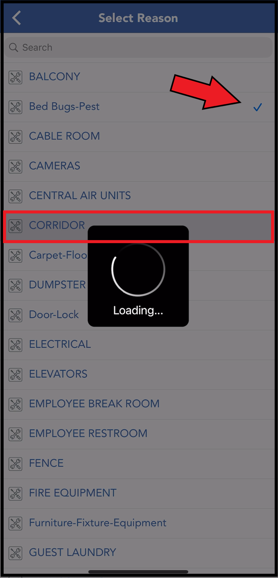 Select Reason Panel Updating
