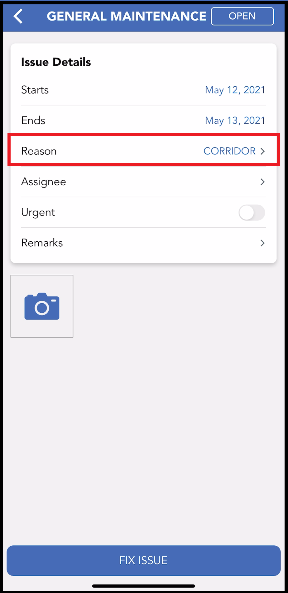 Issue Details Panel - Reason For Request Updated