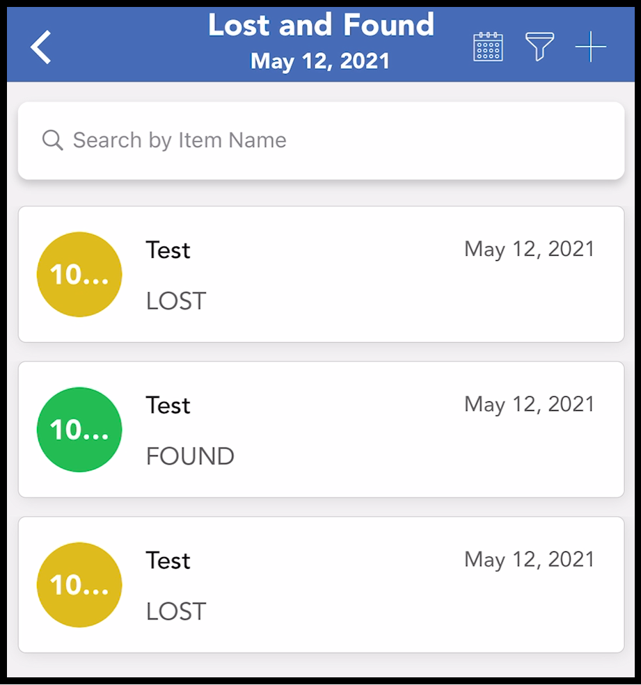 Lost and Found List