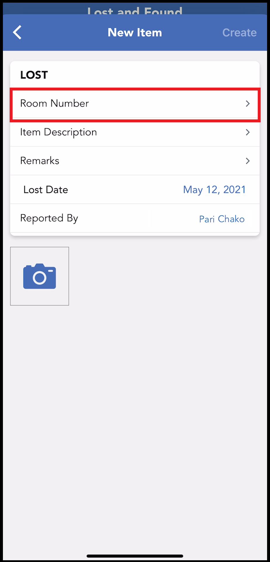 New Item - Room Number Link
