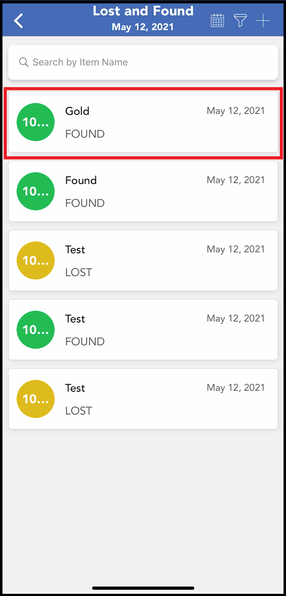 Lost and Found List