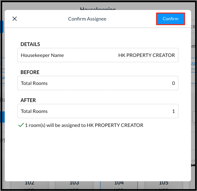 Confirm Assignee Popup