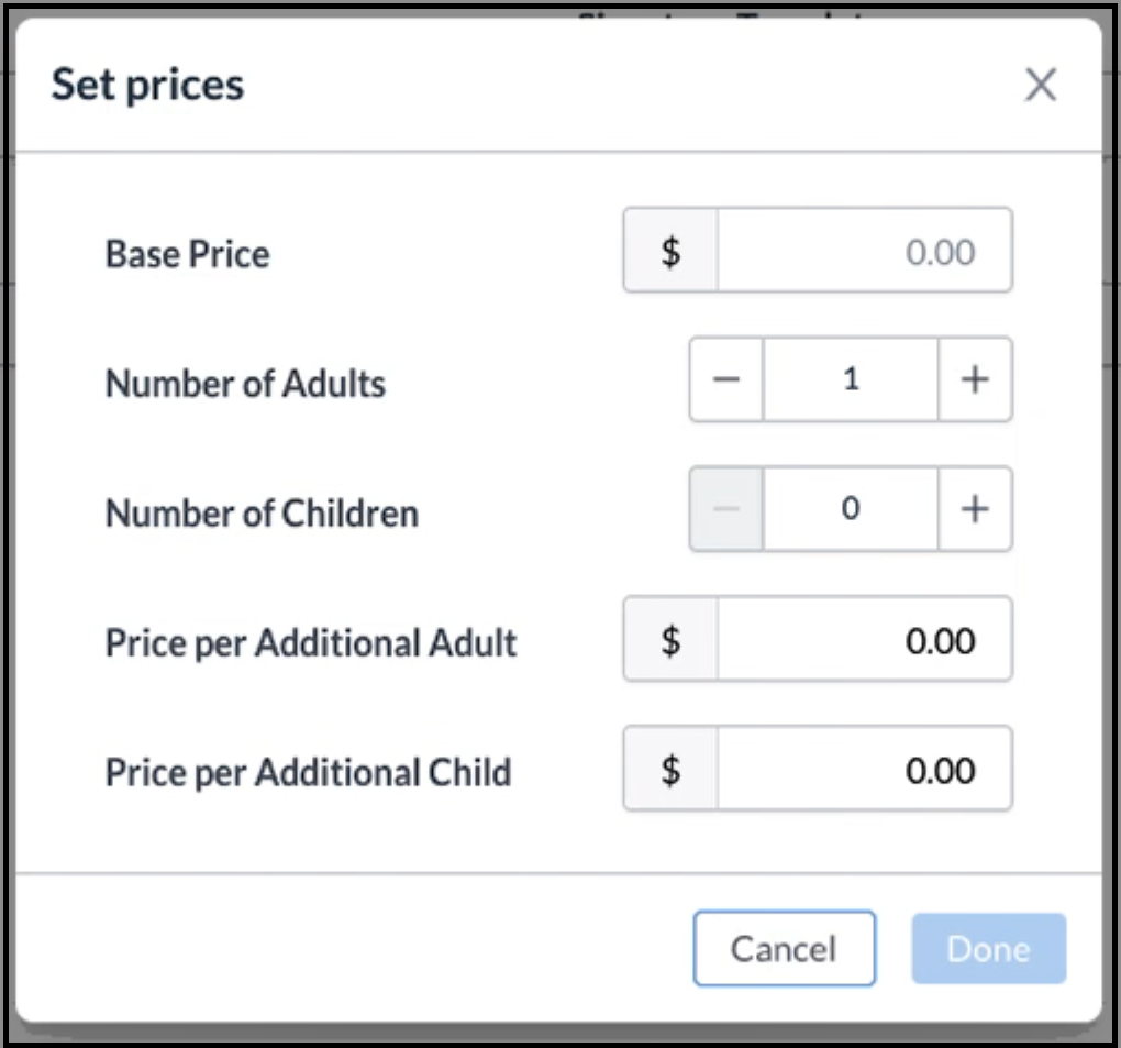 Set Prices Popup - Blank