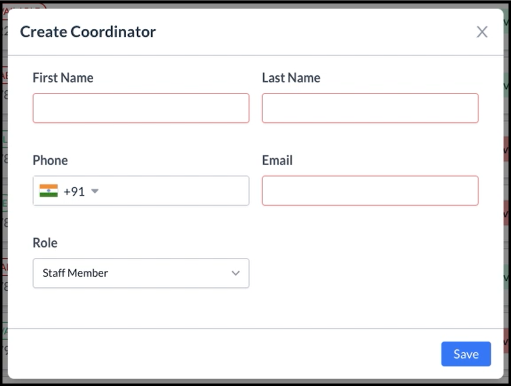 Create Coordinator Popup - Blank