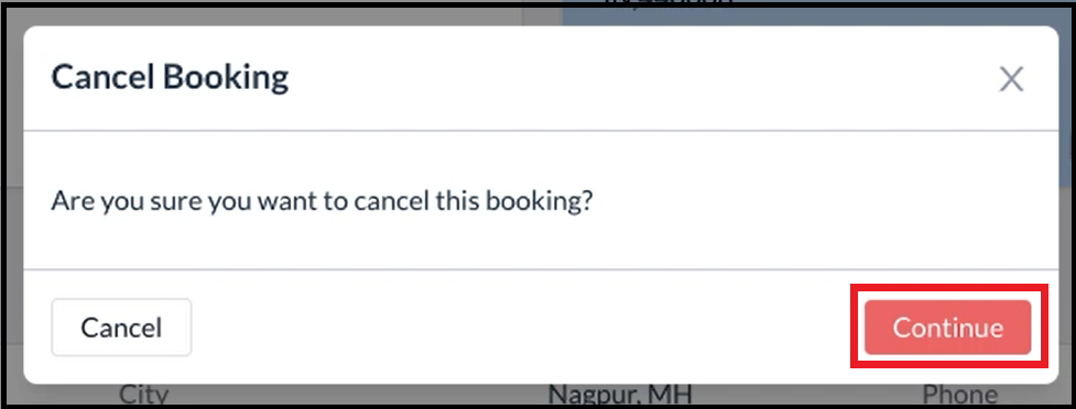 Confirm Cancellation Popup