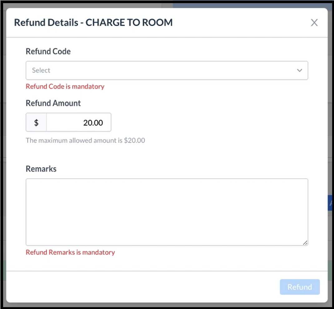 Refund Details Popup - Blank