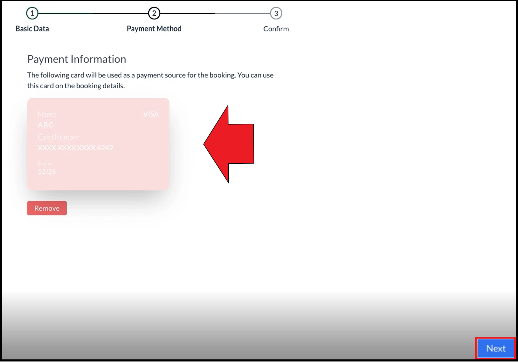 Create Booking Wizard - Payment Method Updated
