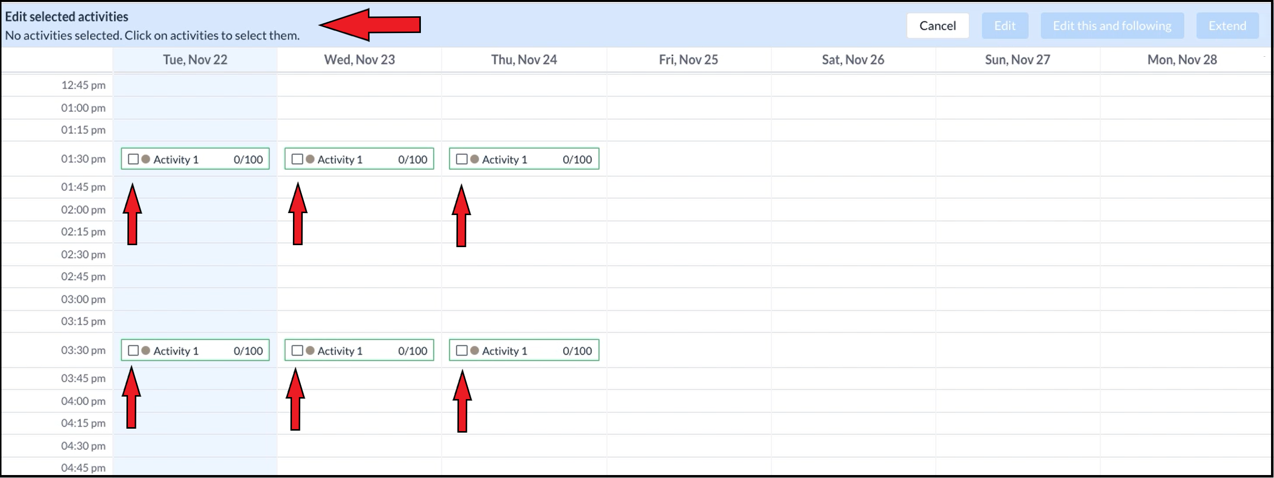 Select Activity on Calendar