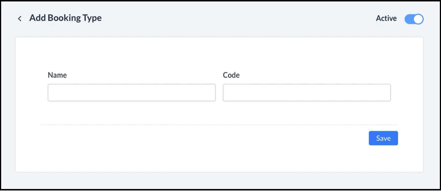 Add Booking Type Popup - Blank