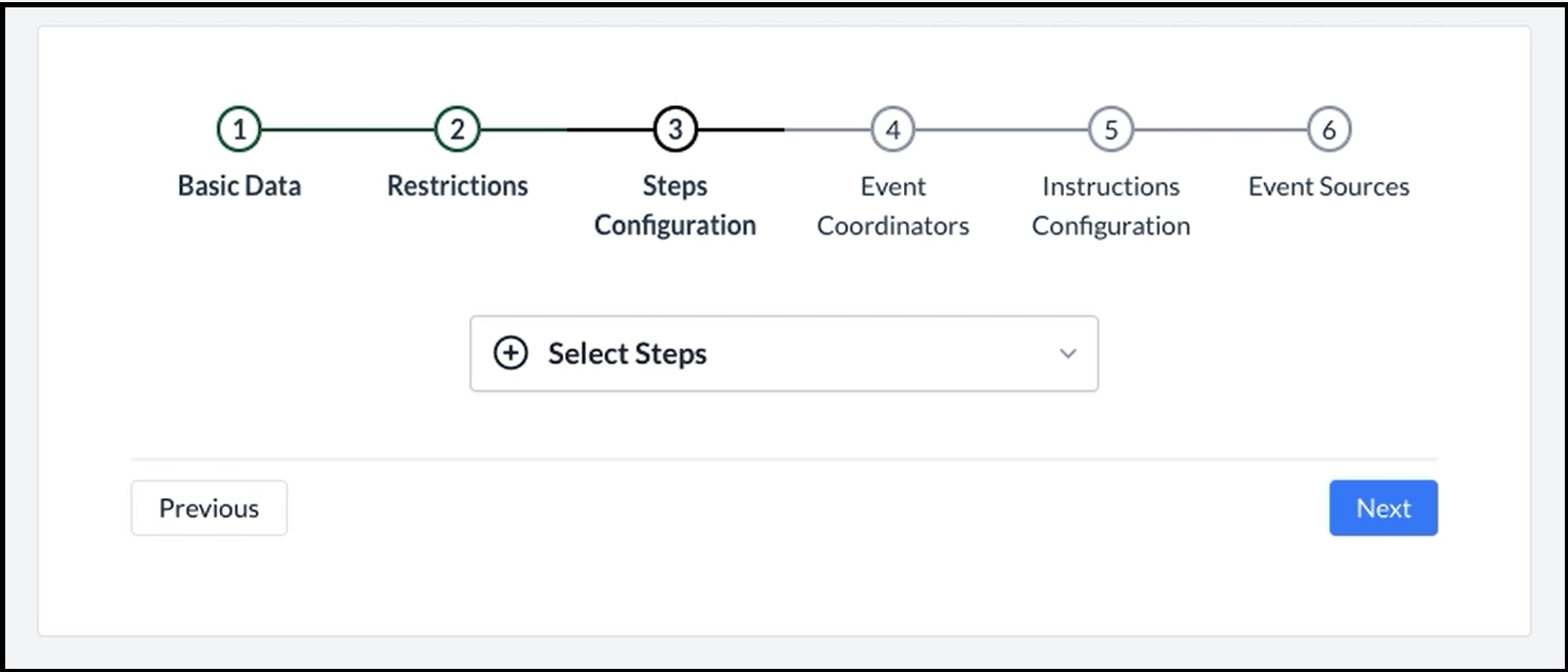 Step 3 - Steps Configuration, Select Steps Link