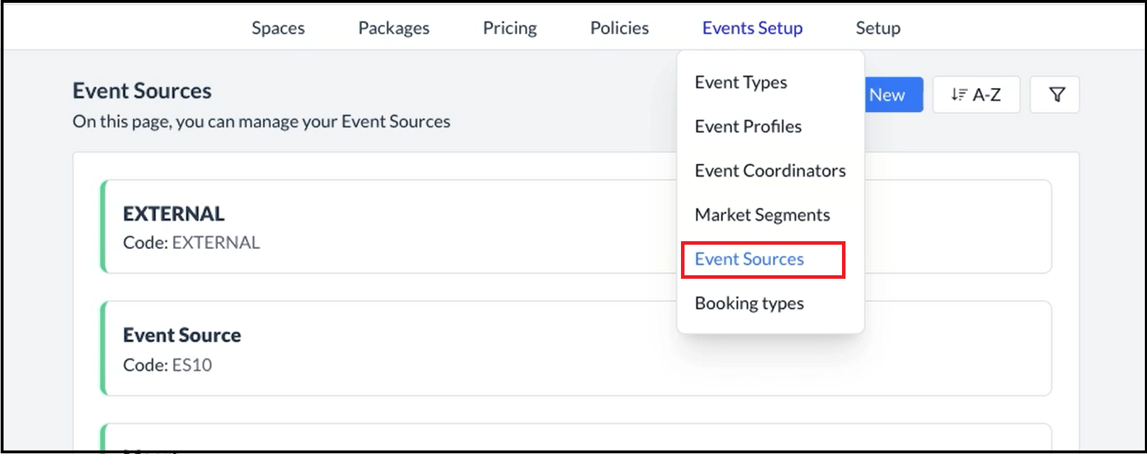 Event Sources Page