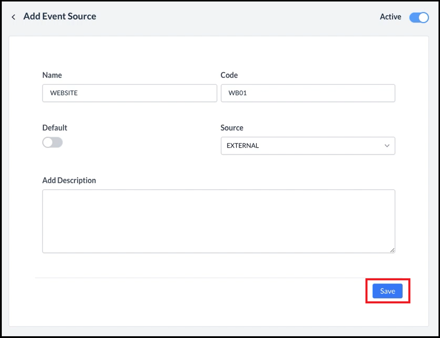 Add Event Source Popup - Filled
