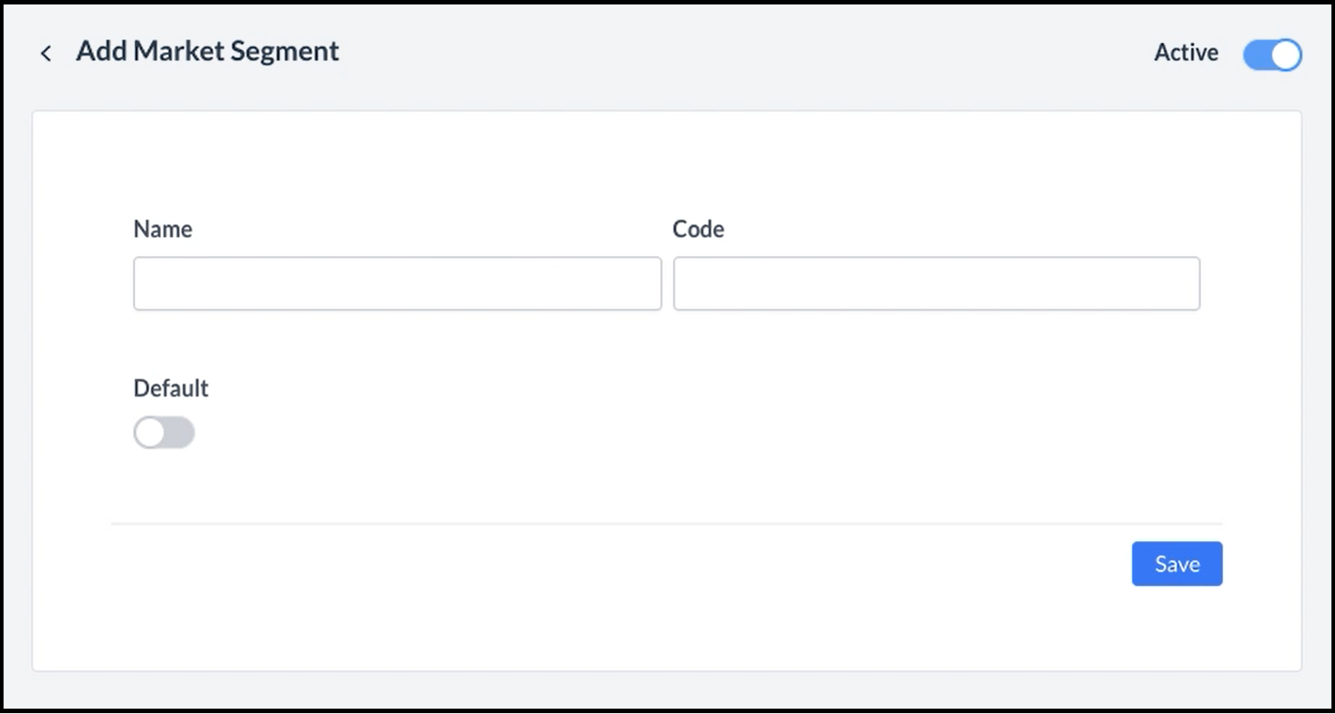 Add Market Segment Popup - Blank