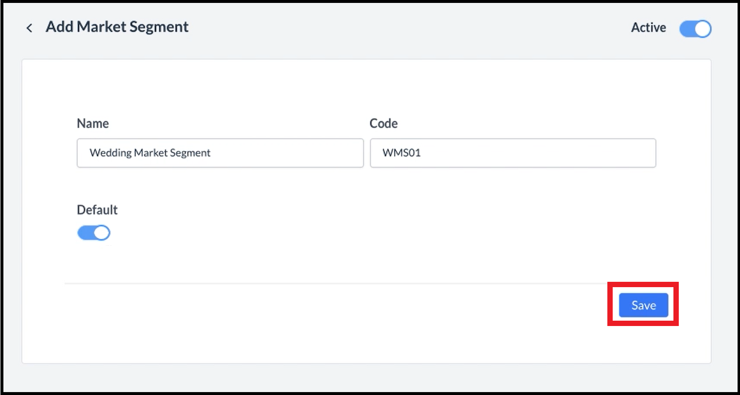 Add Market Segment Popup - Filled