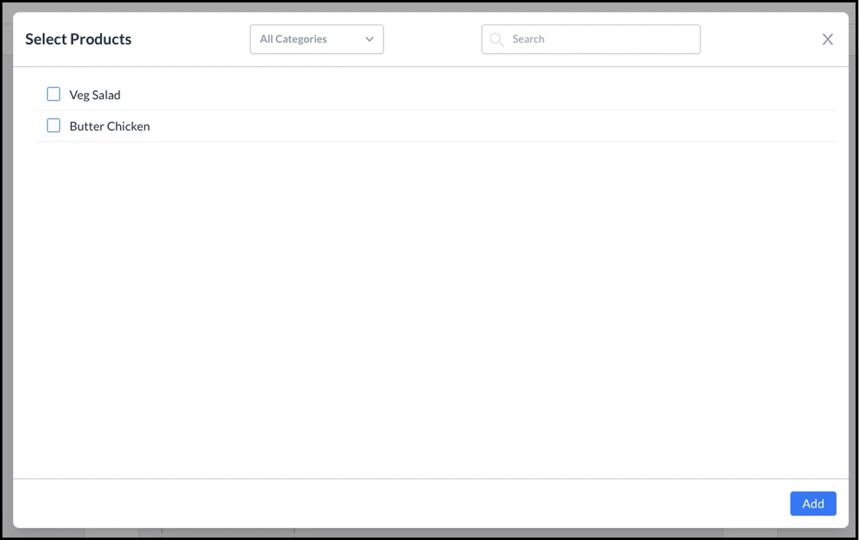 Select Products Popup - Blank