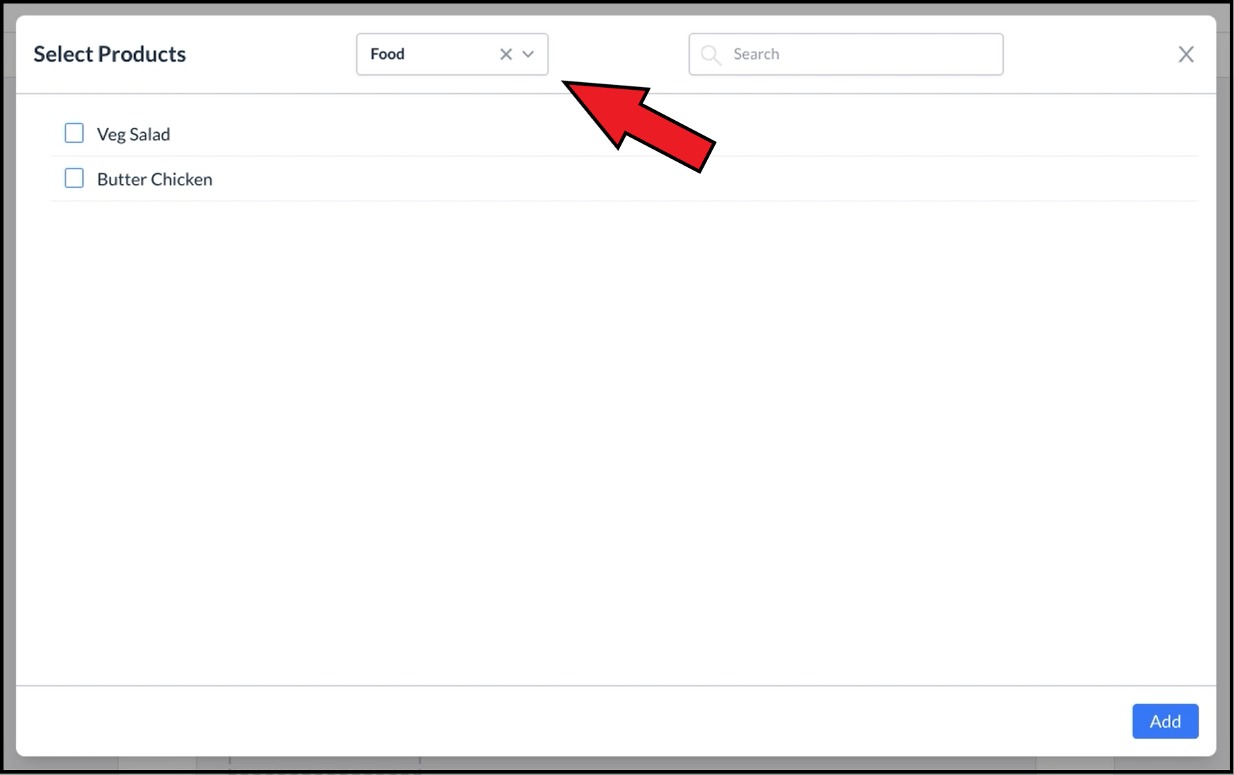 Select Products Popup - Categories Filter