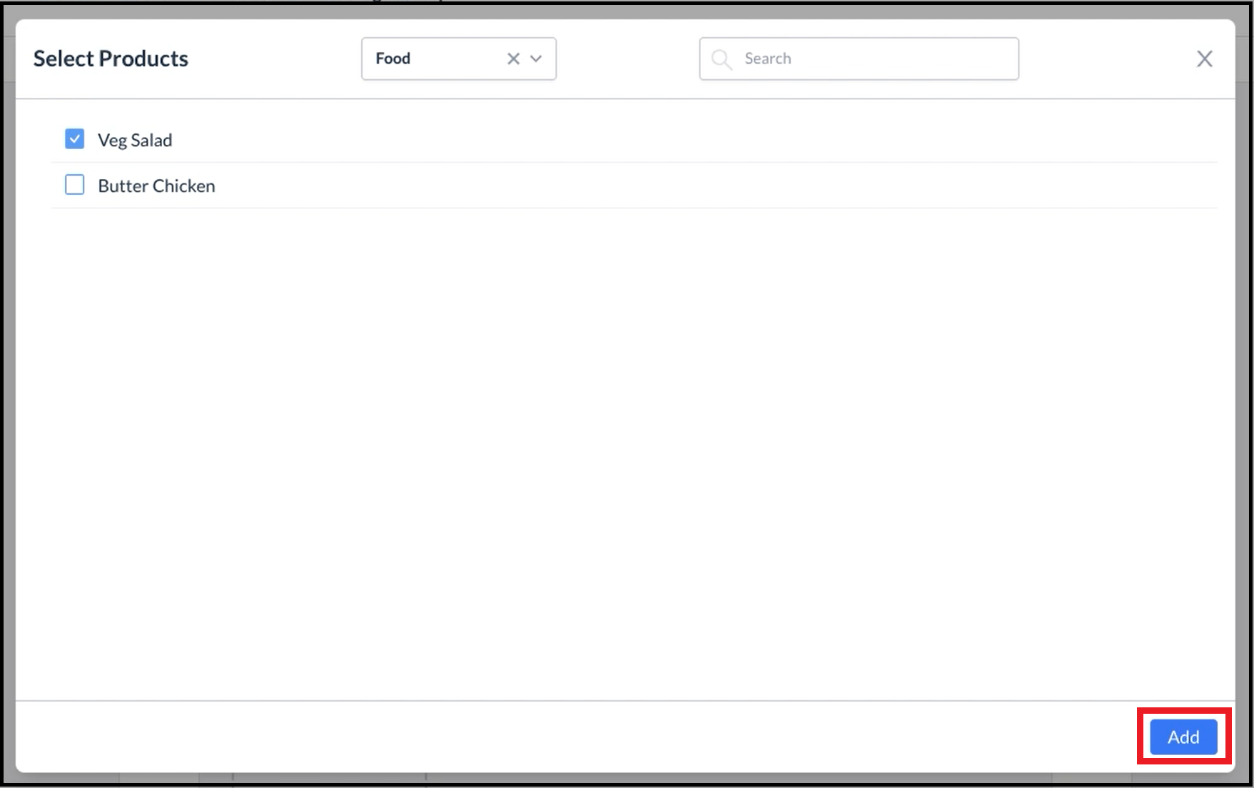 Select Products Popup - Filled