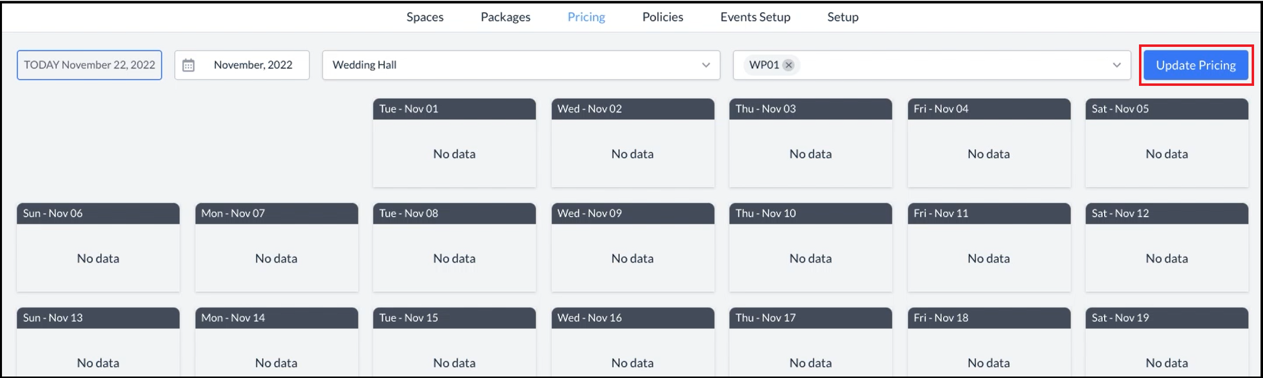 Update Pricing Link