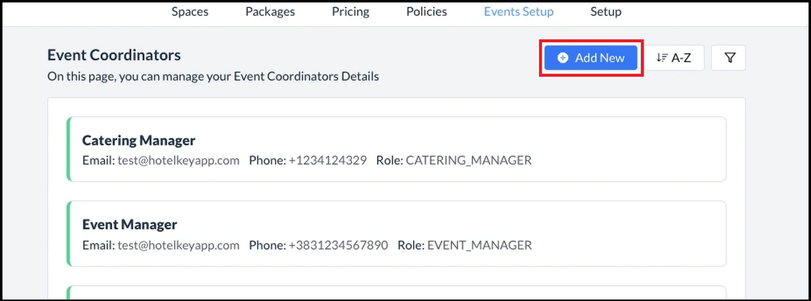 Event Coordinators Page - Add New Link
