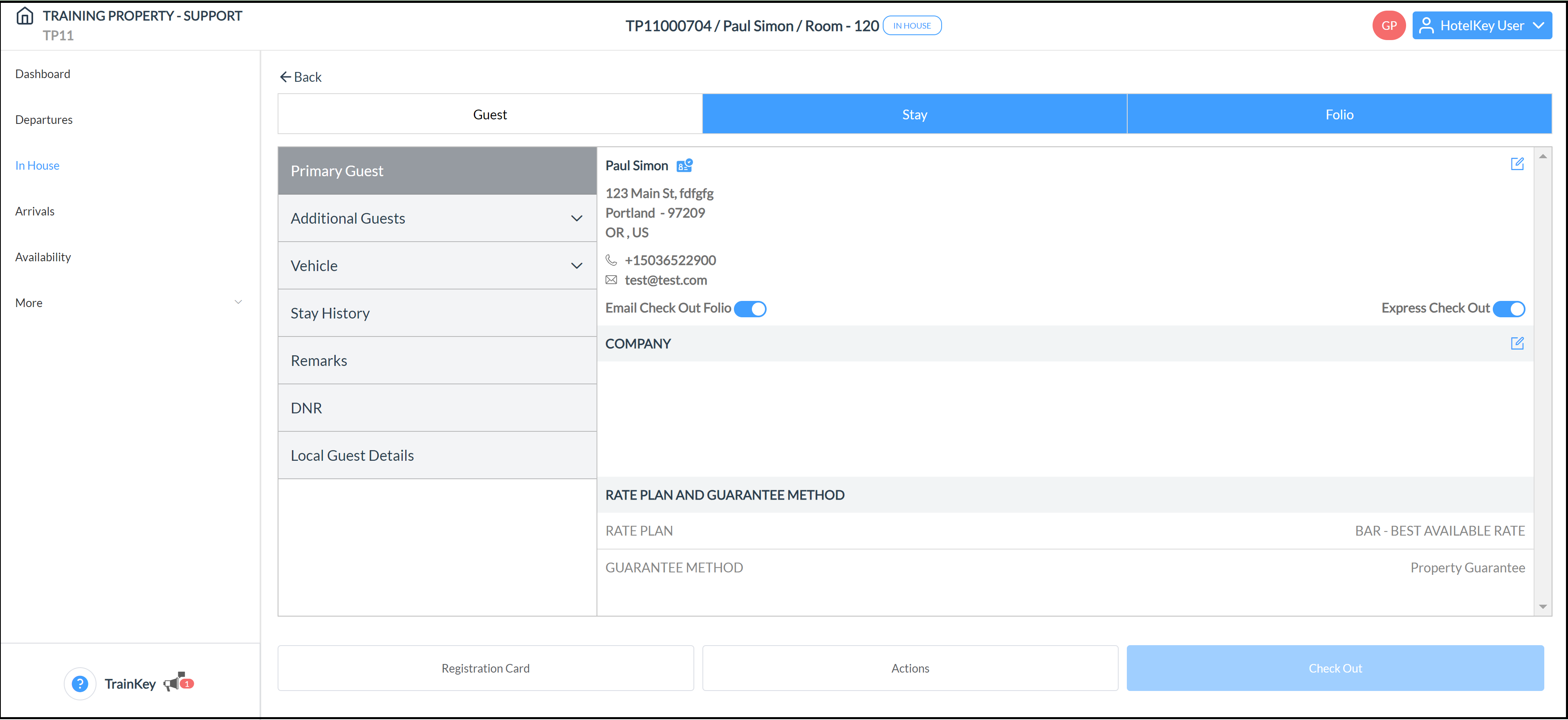 Guest Tab - Check In Processing Complete