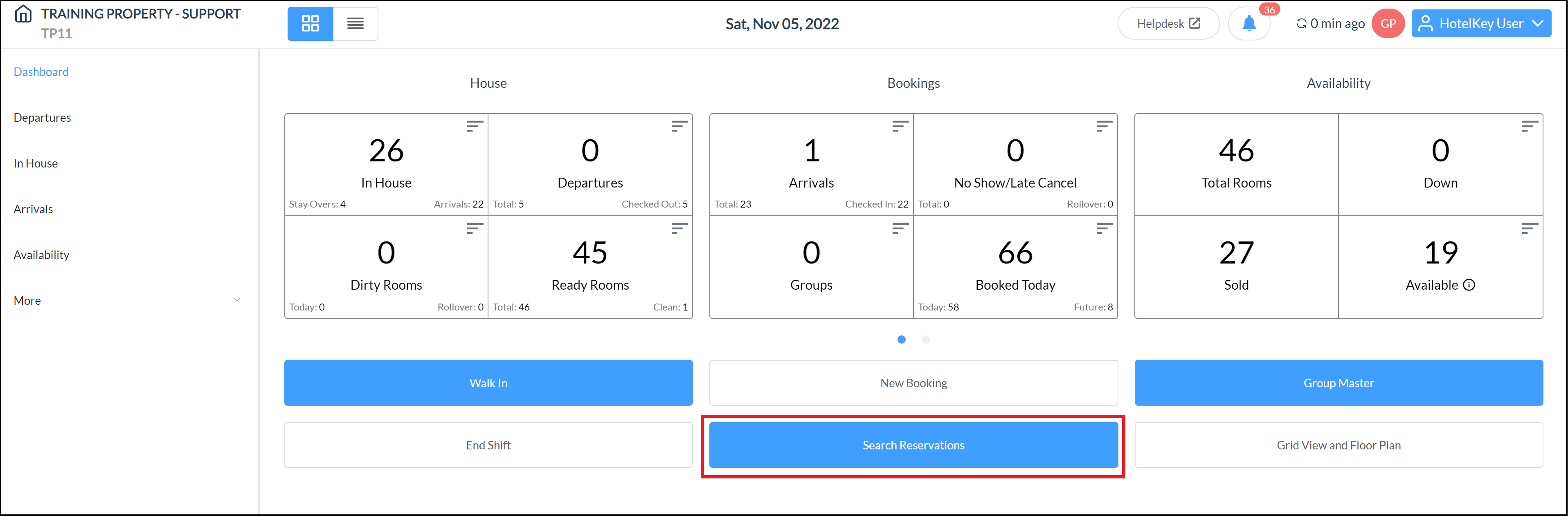 Front Desk - Search Reservations