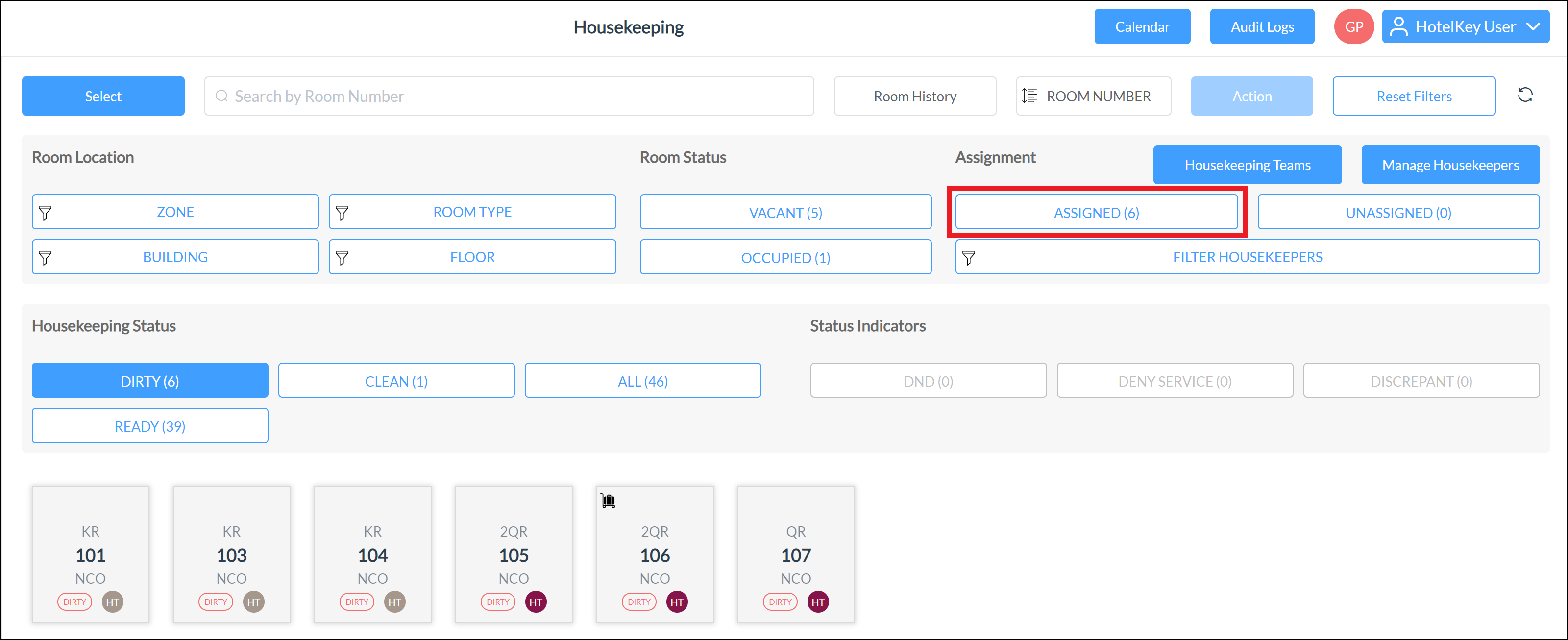 Housekeeping Panel - Assigned Link