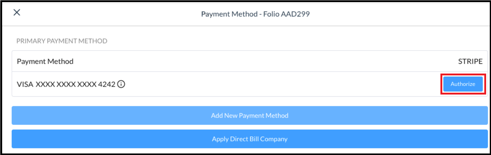 Payment Method Popup