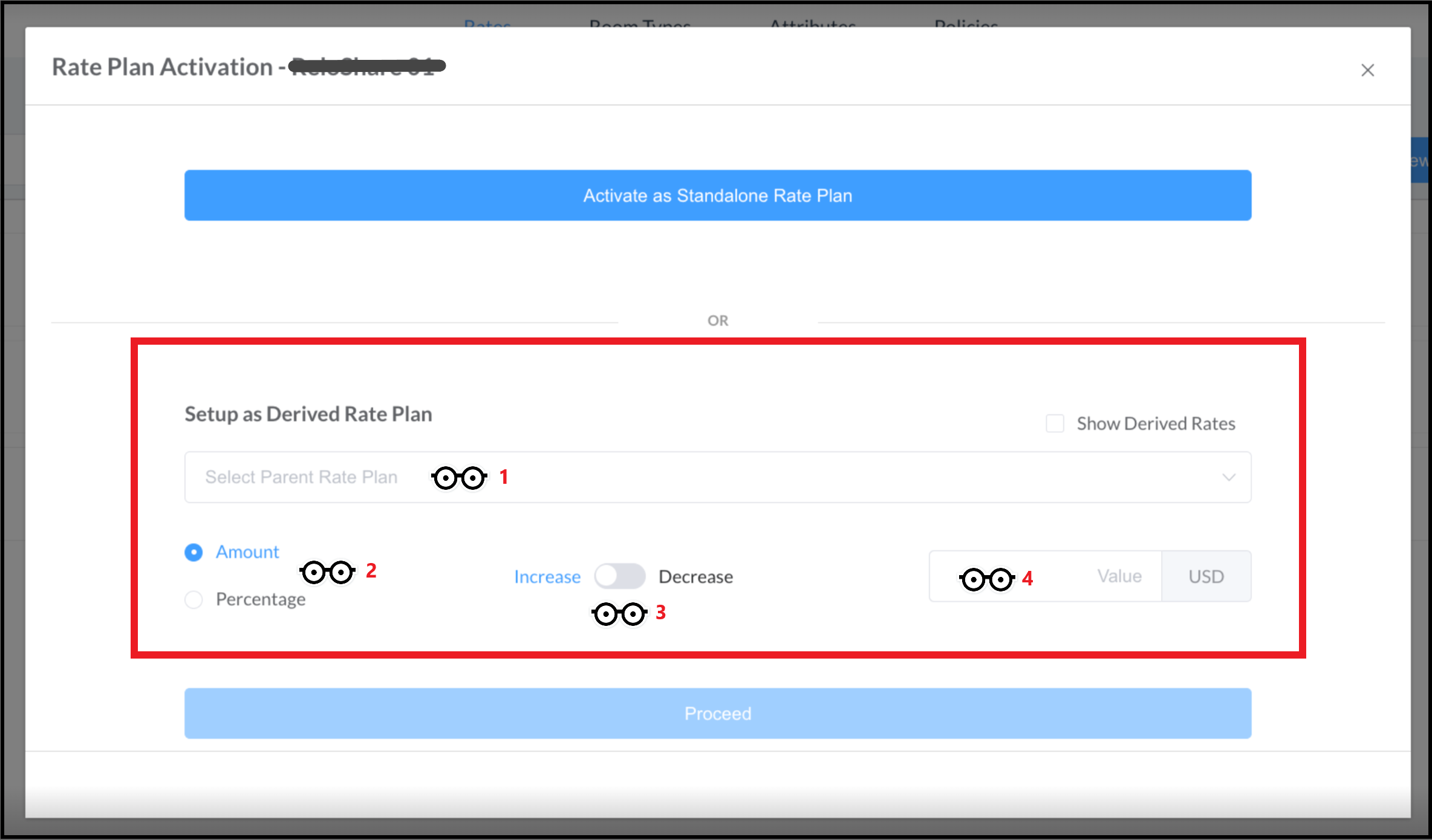 Rate Plan Activation Popup - Rate Plan Options