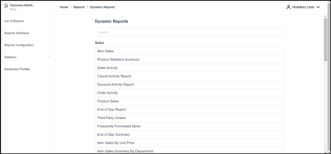 System Reports Page