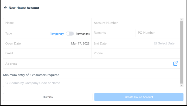 New House Account Panel