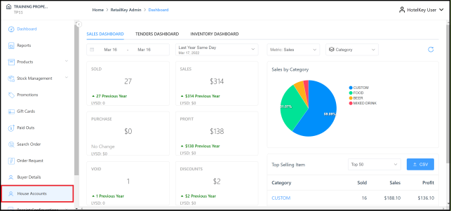 House Accounts Sidebar Menu Link