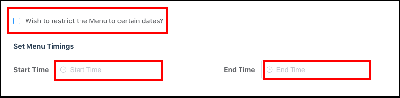 Create Menu Panel - Section 3, Menu Not Restricted by Dates