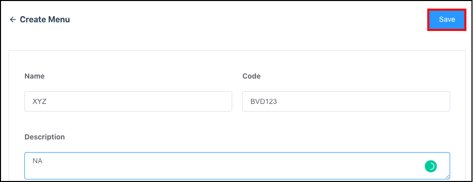 Create Menu Panel - Save Link