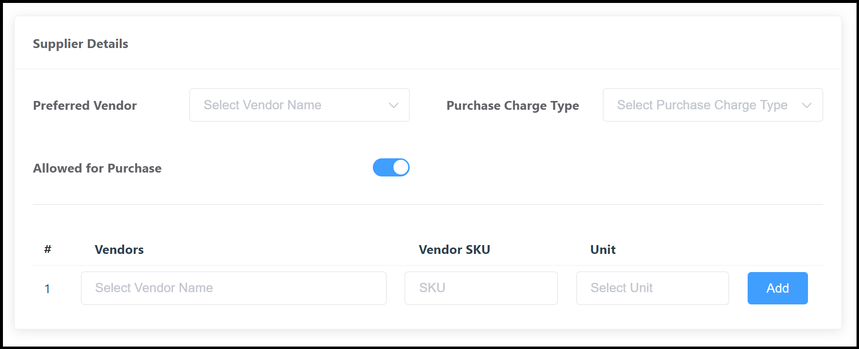 Supplier Details Section